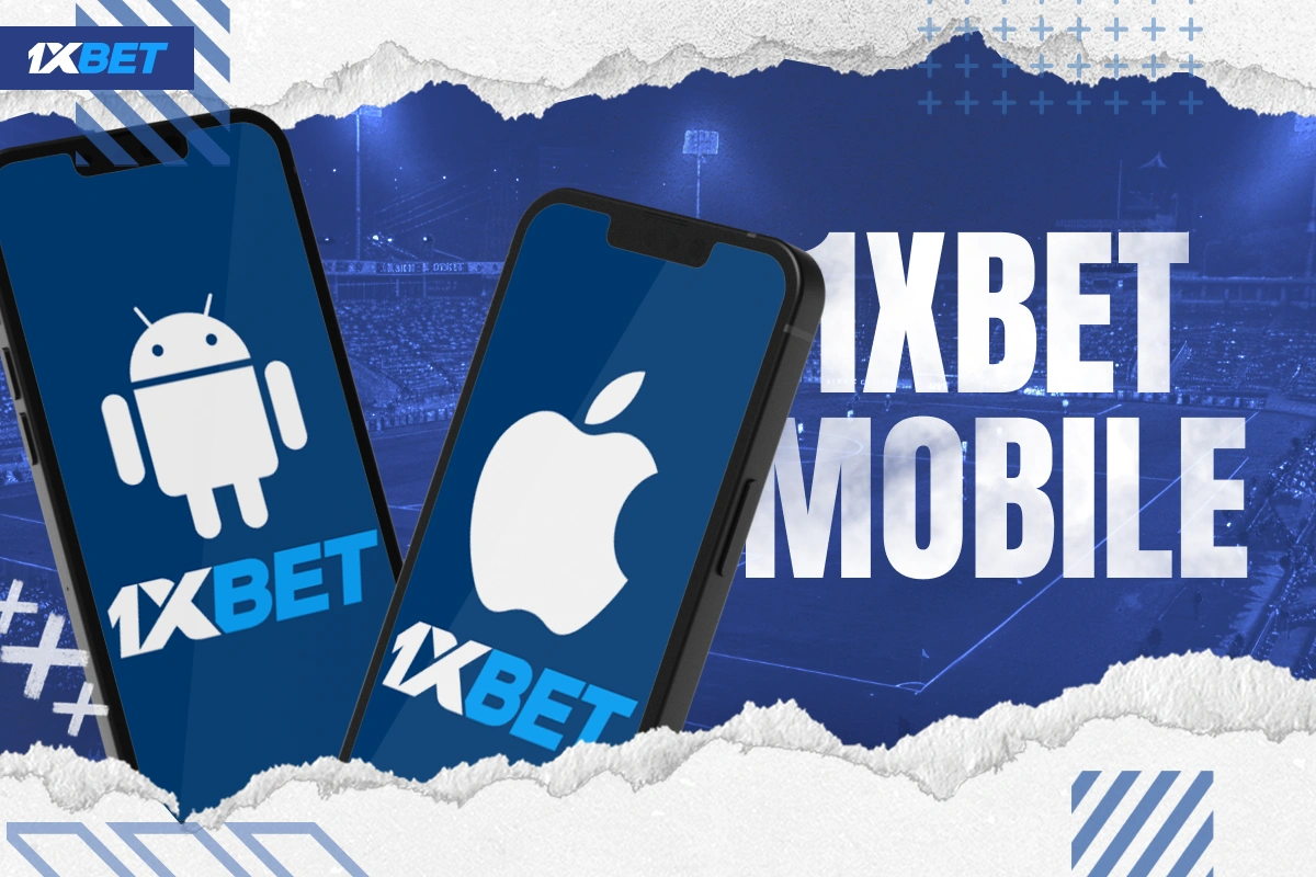 Android and iOS smartphones displaying 1xBet Kenya mobile app interface