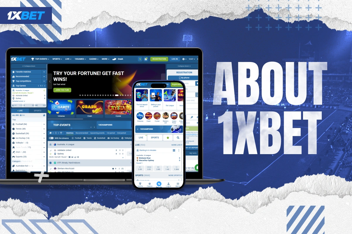 Official 1xBet Kenya website and mobile app displayed on computer and smartphone screens