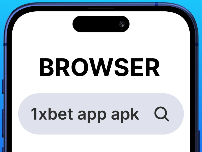 Mobile browser search bar showing typed query 1xbet app apk for Android Kenya