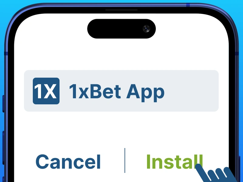 Install button highlighted for 1xBet Kenya Android app setup