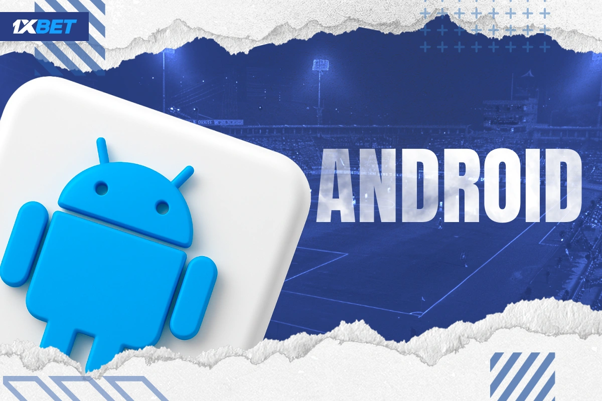 3D blue Android icon on white tab representing 1xBet Kenya Android app