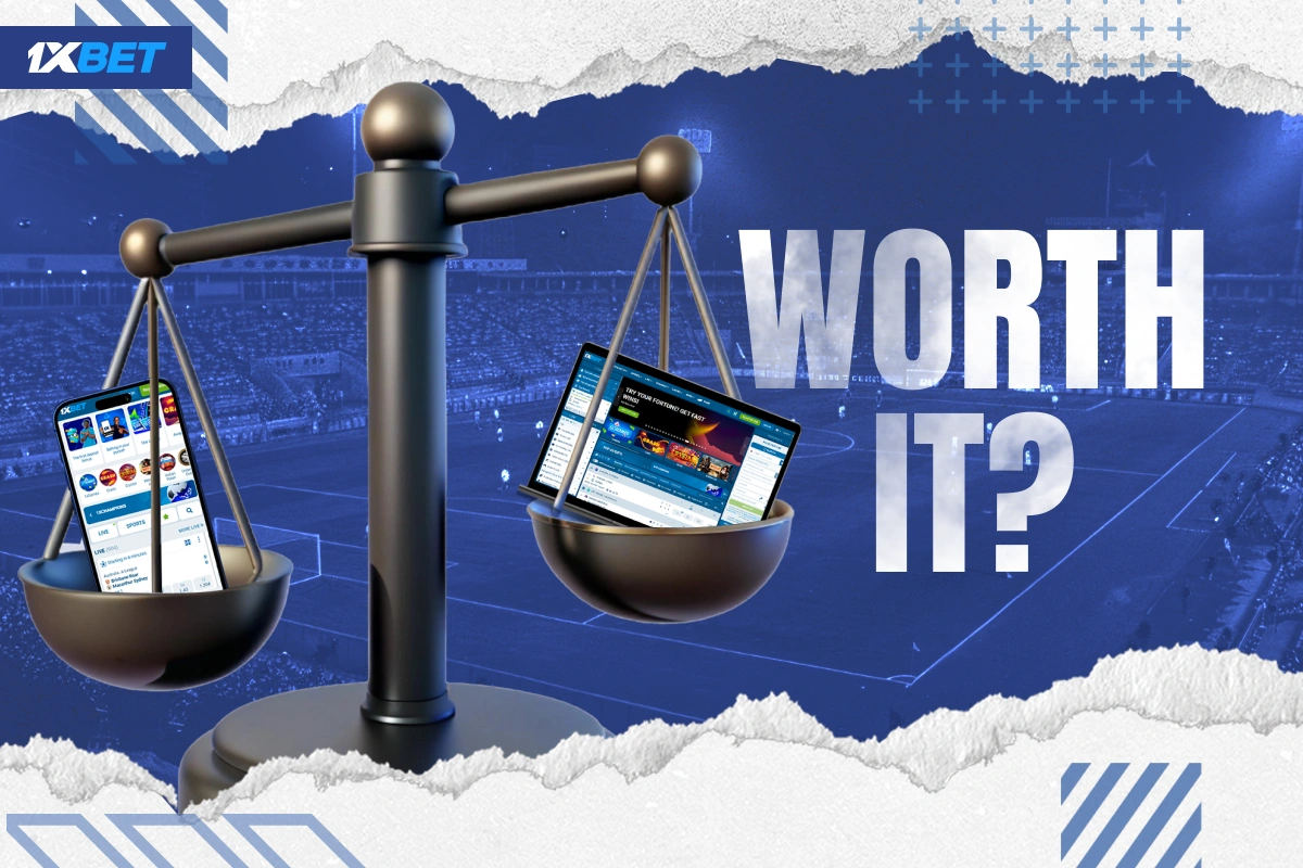 "Scales with laptop and smartphone representing 1xBet Kenya advantages