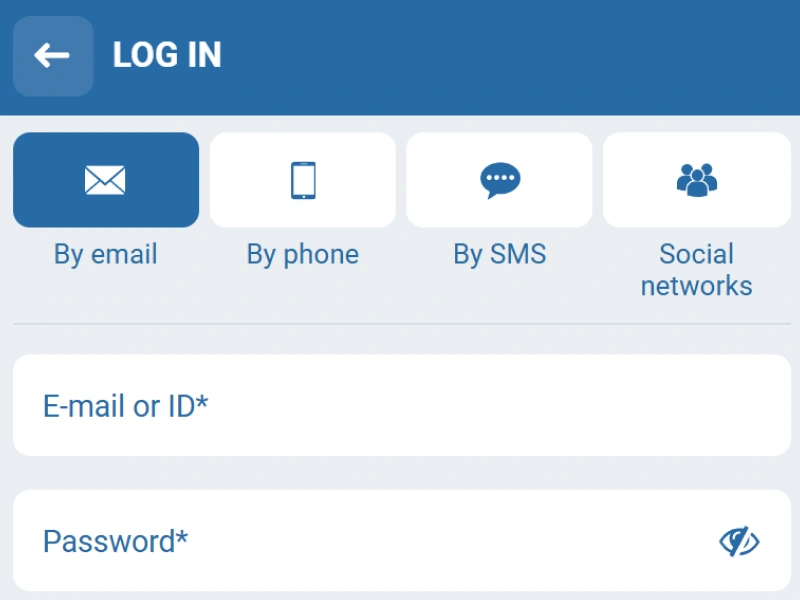 1xBet Kenya login screen with fields for username and password