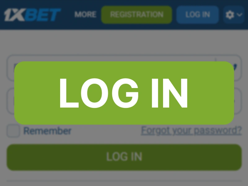 Green Log In button highlighted on 1xBet Kenya authorization form