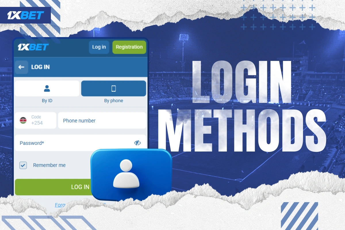 Official 1xBet Kenya login form with 3D blue account icon