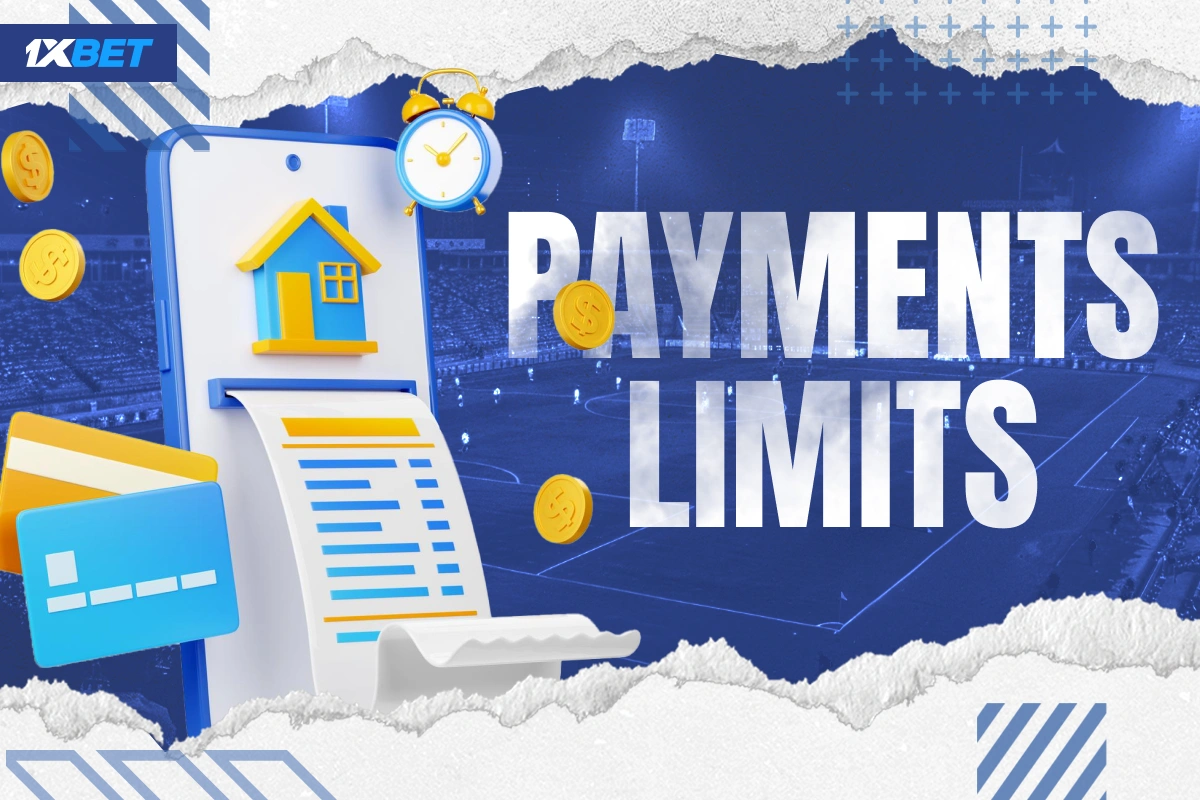 Phone with receipt, clock and cards illustrating transaction limits at 1xBet Kenya