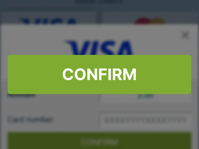Deposit page showing payment option Visa on 1xBet Kenya with Confirm button highlighted