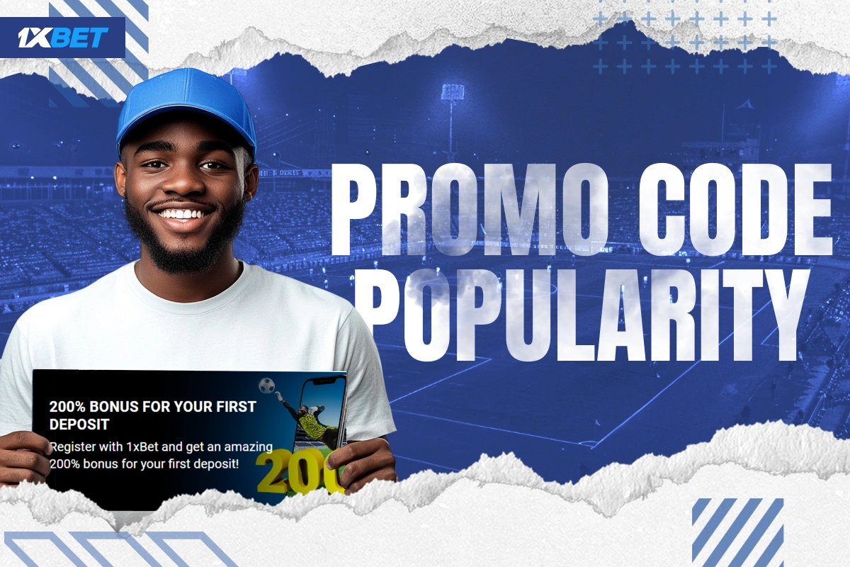 Kenyan man holding 200% promo code for first deposit at 1xBet Kenya