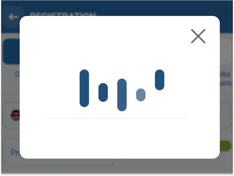 1xBet Kenya user dashboard screen showing progressbar