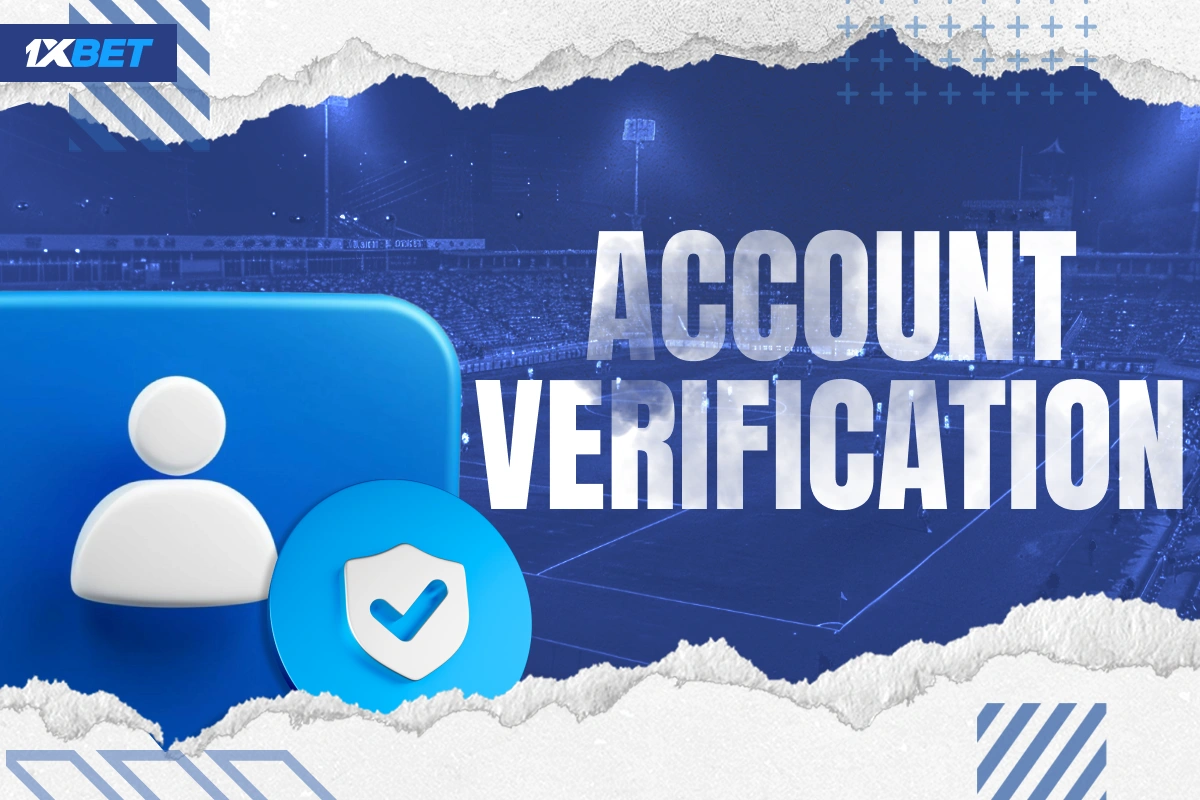 3D blue account and shield with checkmark illustrating verification at 1xBet Kenya