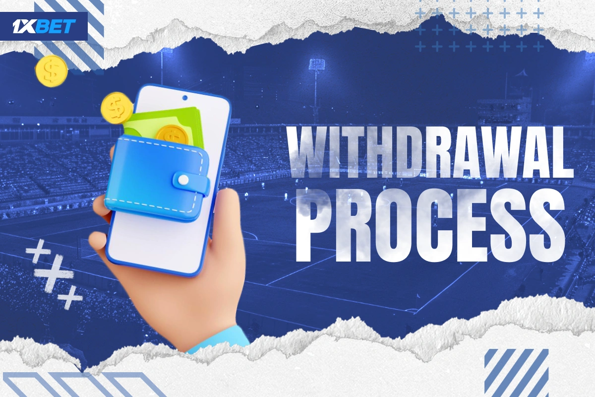 3D hand holding phone with wallet and coins showing 1xBet Kenya withdrawal process